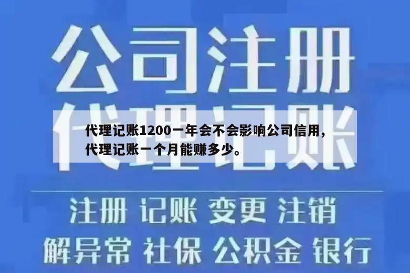 代理记账1200一年会不会影响公司信用,代理记账一个月能赚多少。