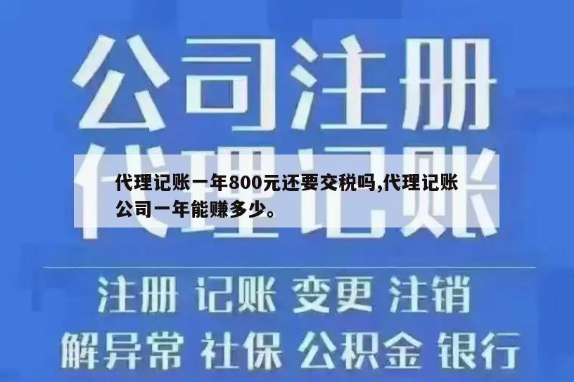 代理记账一年800元还要交税吗,代理记账公司一年能赚多少。