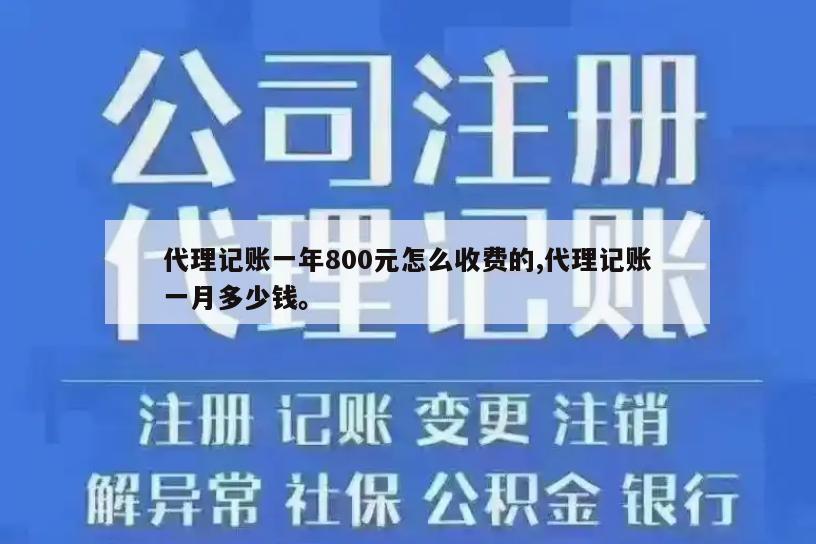 代理记账一年800元怎么收费的,代理记账一月多少钱。